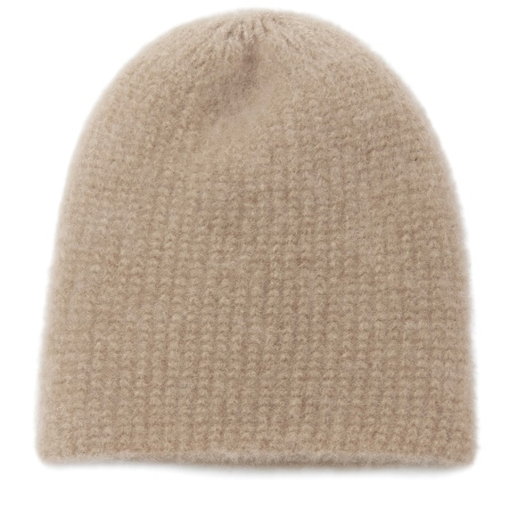 Amato 100% Cashmere Beanie Hat Tan/Beige One Size Luxe Minimalist Cozy Elegance - Picture 1 of 5